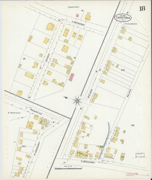 Sanborn Fire Insurance Map from Tarrytown, Westchester County, New York (1903), Sheet #0018 - Historic Sanborn Fire Insurance Map Print, vintage old map wall art, antique decor, genealogy gift, New York New York map