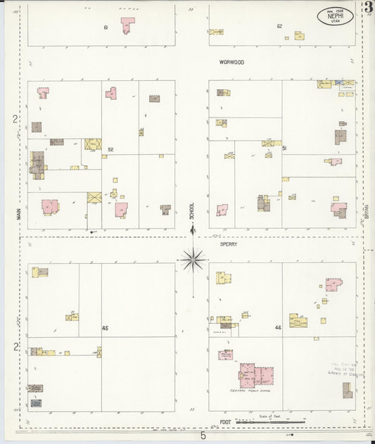 Sanborn Fire Insurance Map from Nephi, Juab County, Utah (1908), Sheet #0003 - Historic Sanborn Fire Insurance Map Print, vintage old map wall art, antique decor, genealogy gift, Utah Utah map