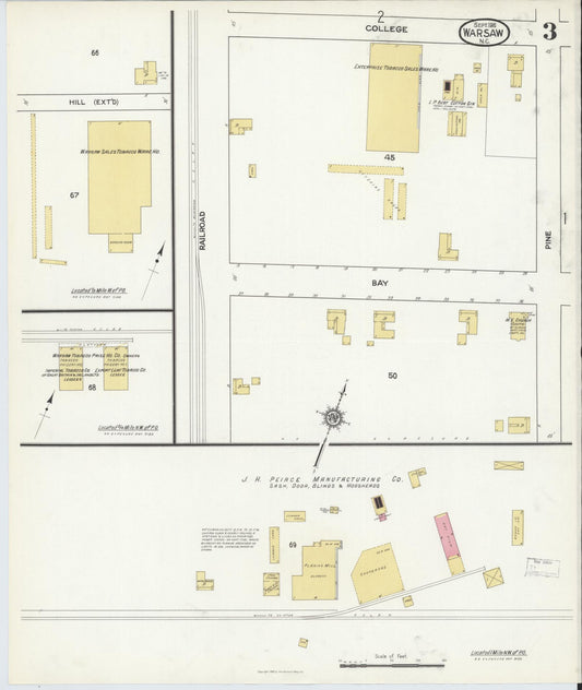 Sanborn Fire Insurance Map from Warsaw, Duplin County, North Carolina (1916), Sheet #0003 - Historic Sanborn Fire Insurance Map Print, vintage old map wall art, antique decor, genealogy gift, North Carolina North Carolina map
