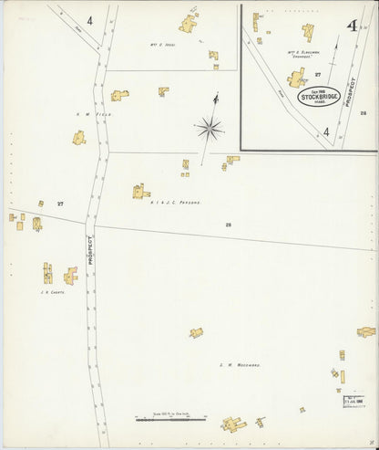 Sanborn Fire Insurance Map from Stockbridge, Berkshire County, Massachusetts (1905), Sheet #0004 - Complete Map Set gallery image, historic Sanborn map, vintage wall art, Massachusetts Massachusetts