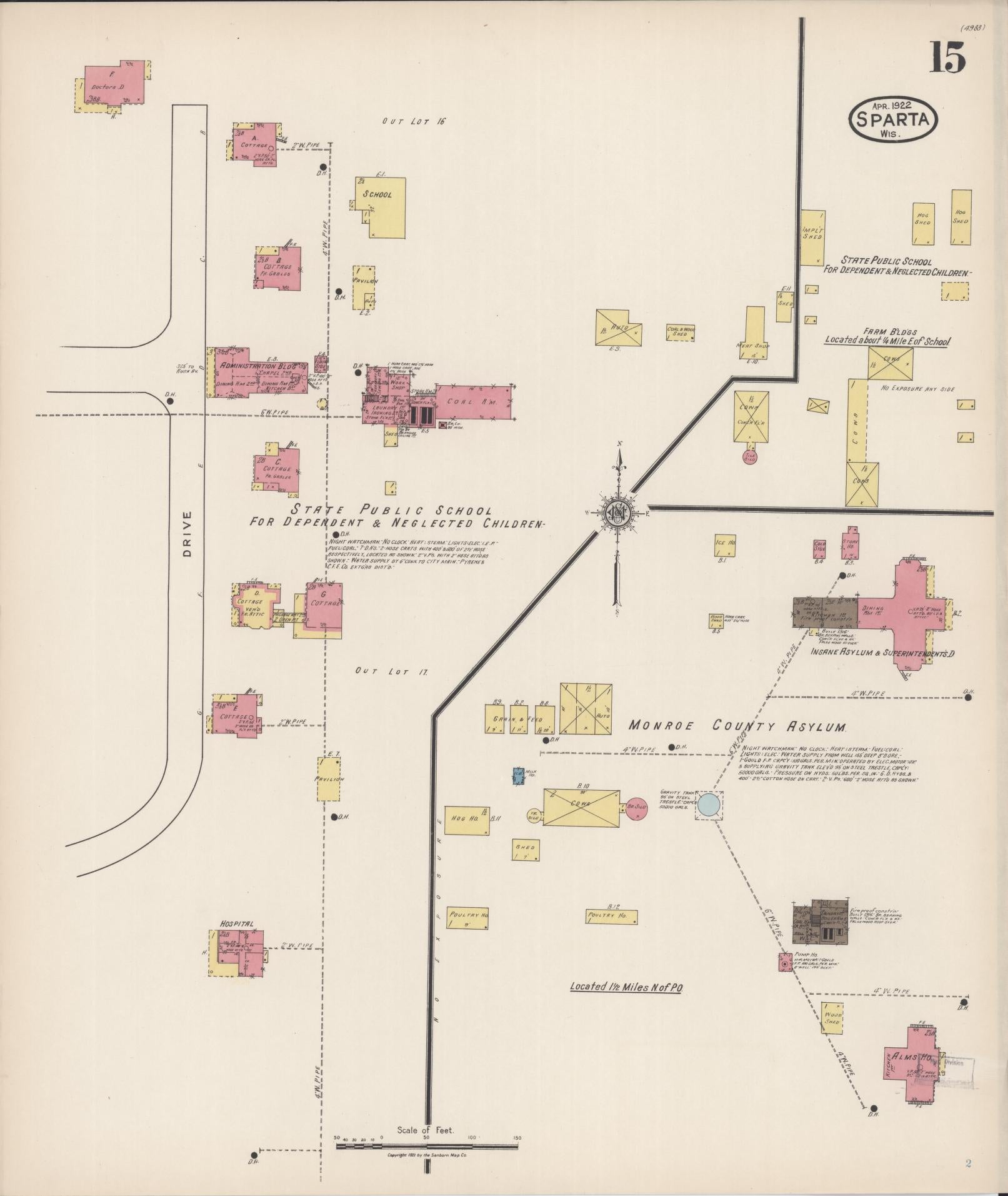 Sanborn Fire Insurance Map from Sparta, Monroe County, Wisconsin (1922), Sheet #0015 - Complete Map Set gallery image, historic Sanborn map, vintage wall art, Wisconsin Wisconsin