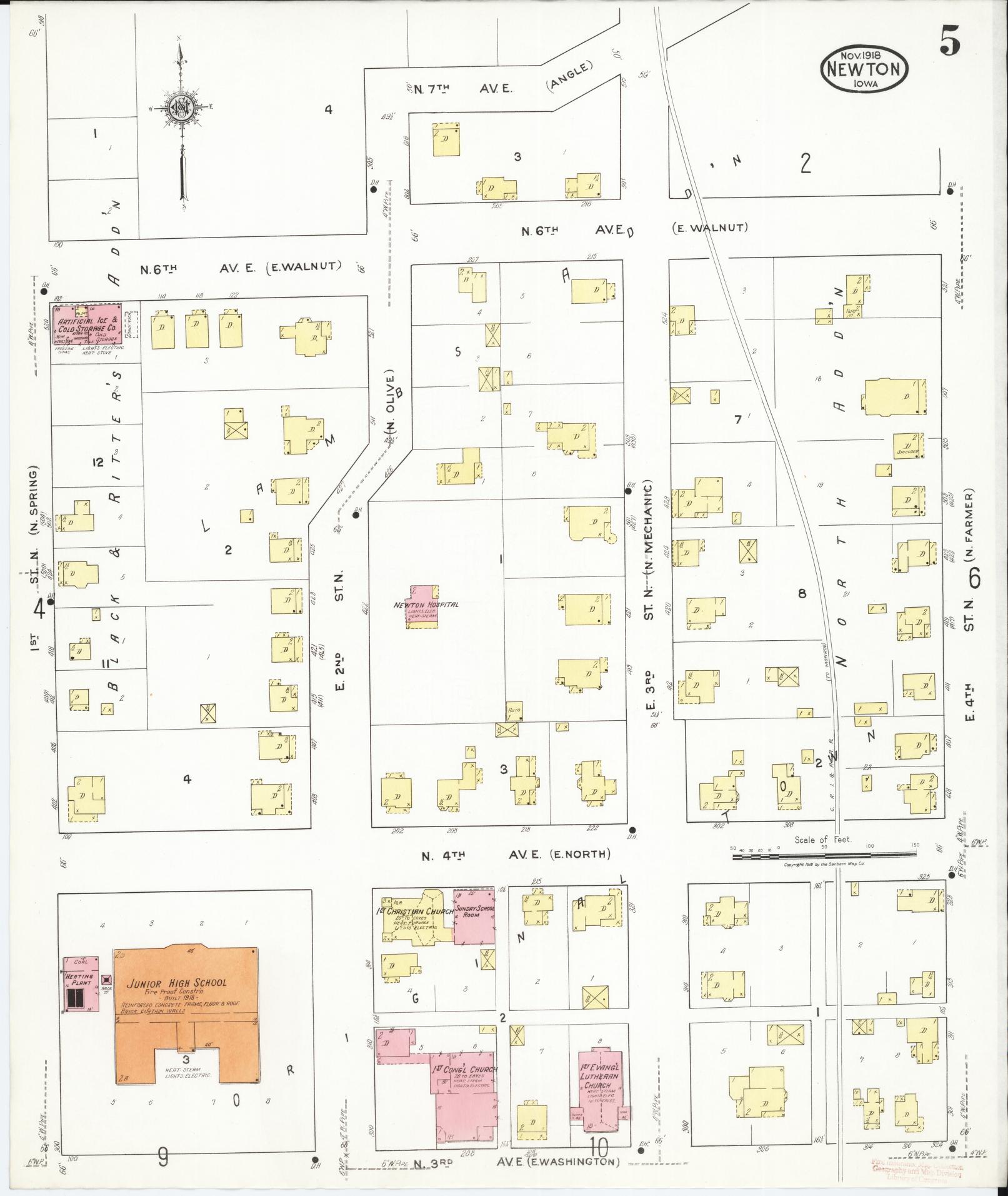 Sanborn Fire Insurance Map from Newton, Jasper County, Iowa (1918), Sheet #0005 - Historic Sanborn Fire Insurance Map Print