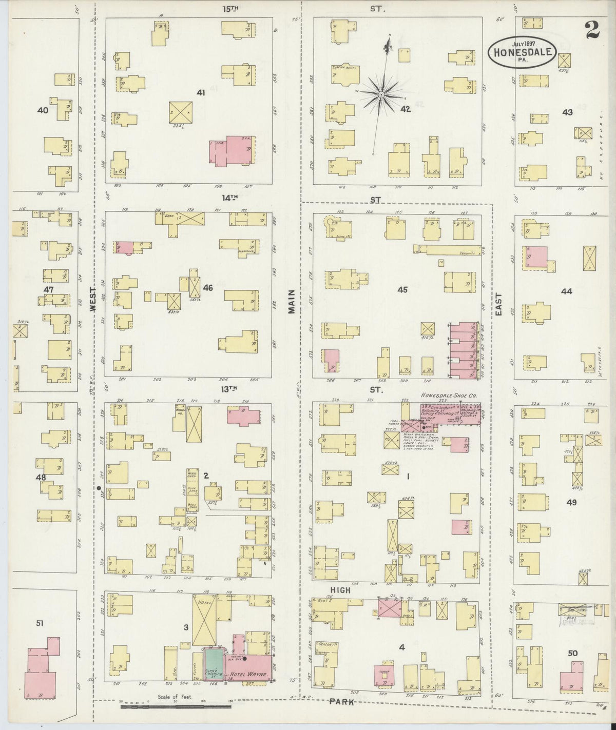 Sanborn Fire Insurance Map from Honesdale, Wayne County, Pennsylvania (1897), Sheet #0002 - Complete Map Set gallery image, historic Sanborn map, vintage wall art, Pennsylvania Pennsylvania