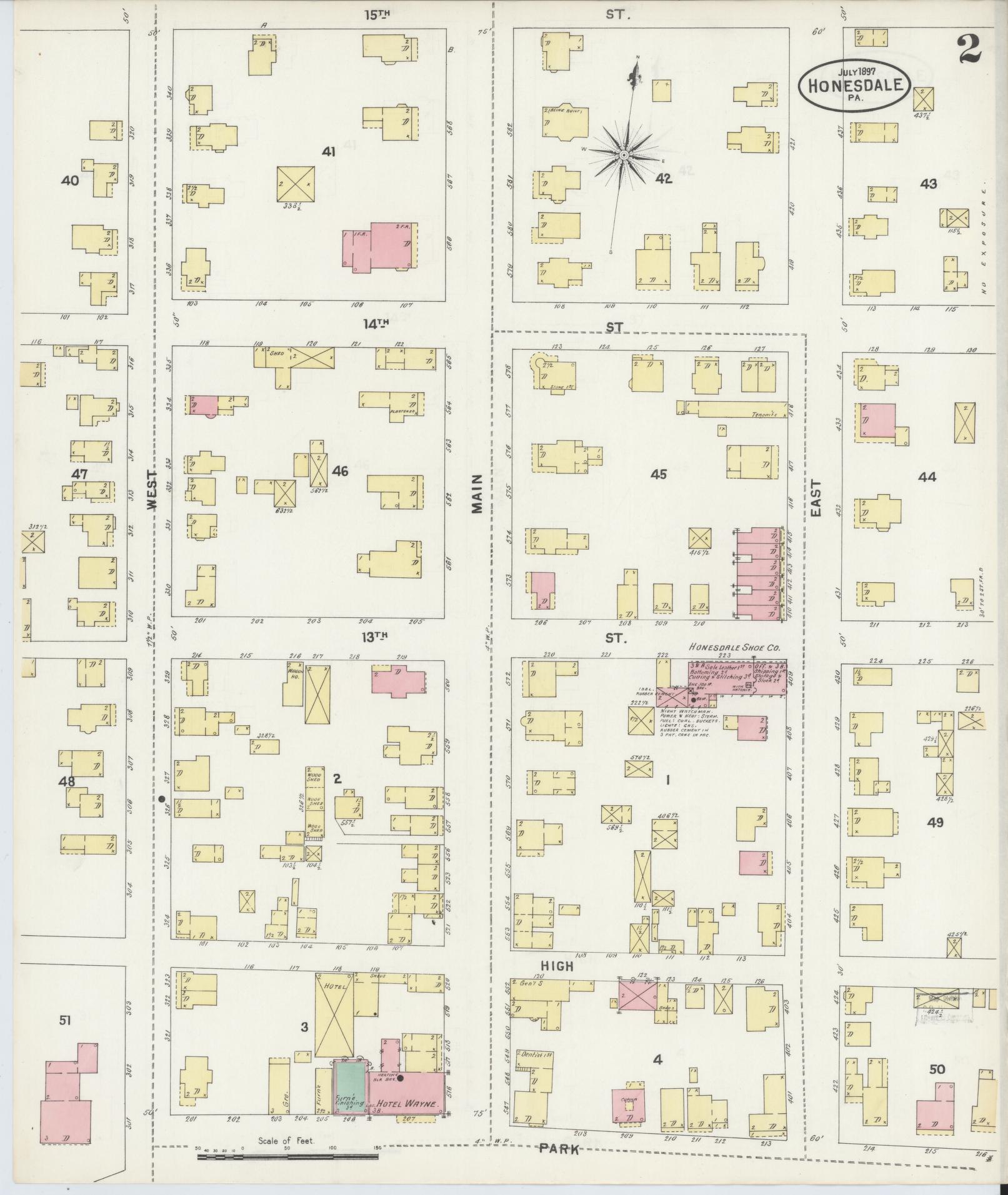 Sanborn Fire Insurance Map from Honesdale, Wayne County, Pennsylvania (1897), Sheet #0002 - Complete Map Set gallery image, historic Sanborn map, vintage wall art, Pennsylvania Pennsylvania