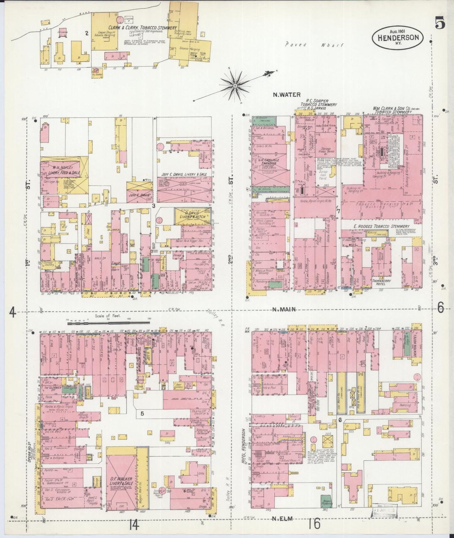 Sanborn Fire Insurance Map from Henderson, Henderson County, Kentucky (1901), Sheet #0005 - Complete Map Set gallery image, historic Sanborn map, vintage wall art, Kentucky Kentucky