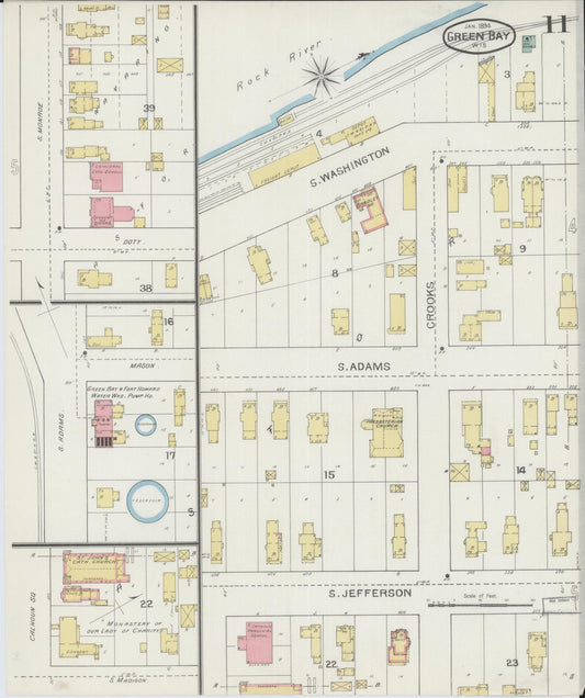 Sanborn Fire Insurance Map from Green Bay, Brown County, Wisconsin (1894), Sheet #0011 - Historic Sanborn Fire Insurance Map Print, vintage old map wall art, antique decor, genealogy gift, Wisconsin Wisconsin map