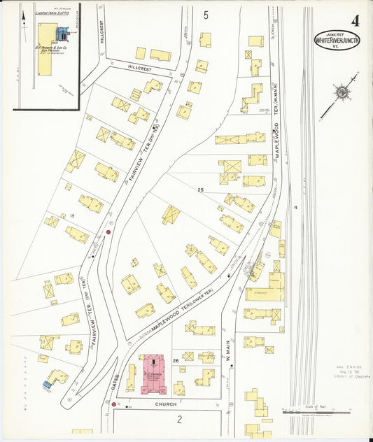 Sanborn Fire Insurance Map from White River Junction, Windsor County, Vermont (1917), Sheet #0004 - Historic Sanborn Fire Insurance Map Print, vintage old map wall art, antique decor, genealogy gift, Vermont Vermont map