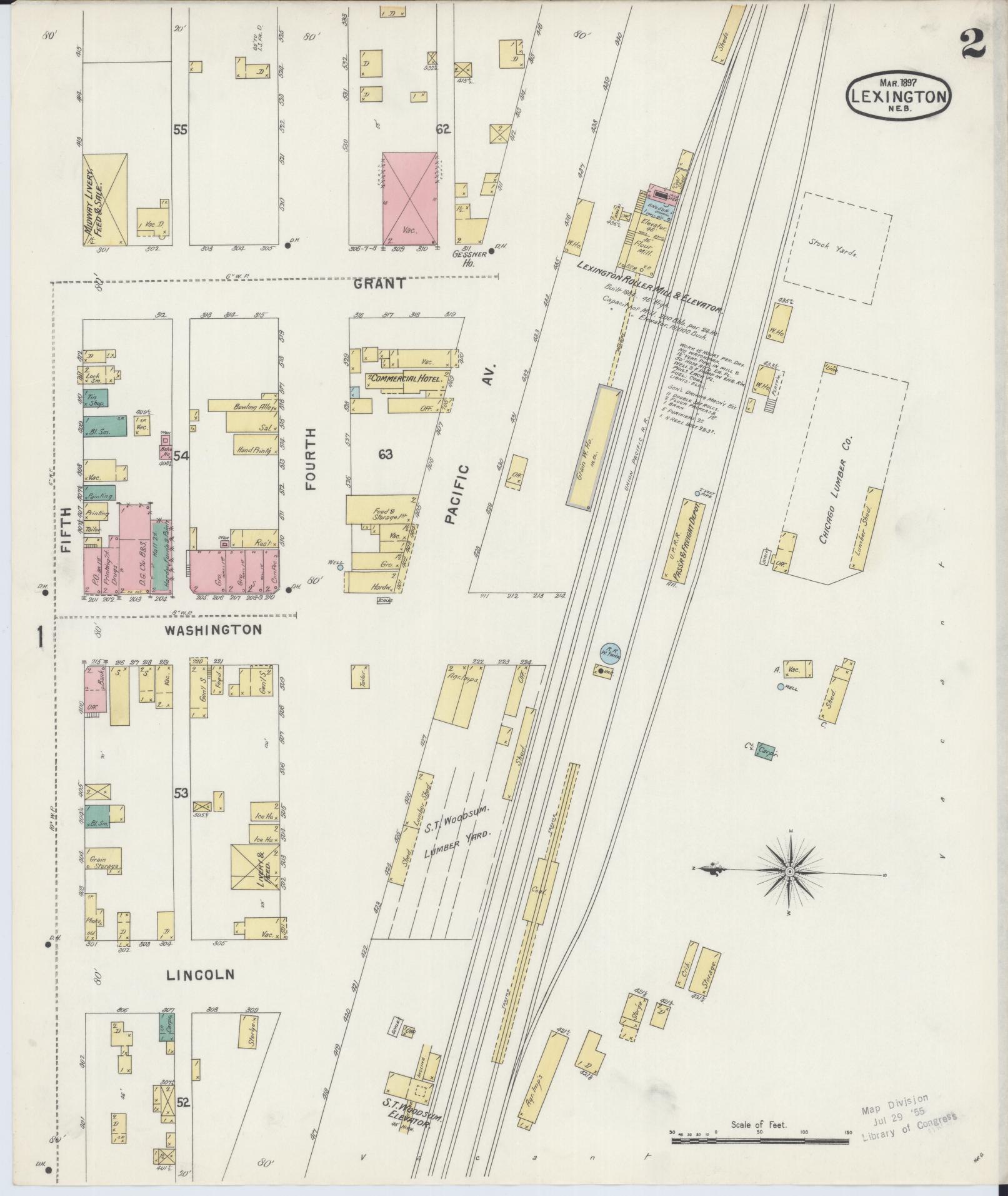 Sanborn Fire Insurance Map from Lexington, Dawson County, Nebraska (1897), Sheet #0002 - Historic Sanborn Fire Insurance Map Print, vintage old map wall art, antique decor, genealogy gift, Nebraska Nebraska map
