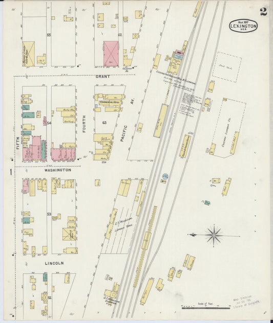 Sanborn Fire Insurance Map from Lexington, Dawson County, Nebraska (1897), Sheet #0002 - Historic Sanborn Fire Insurance Map Print, vintage old map wall art, antique decor, genealogy gift, Nebraska Nebraska map