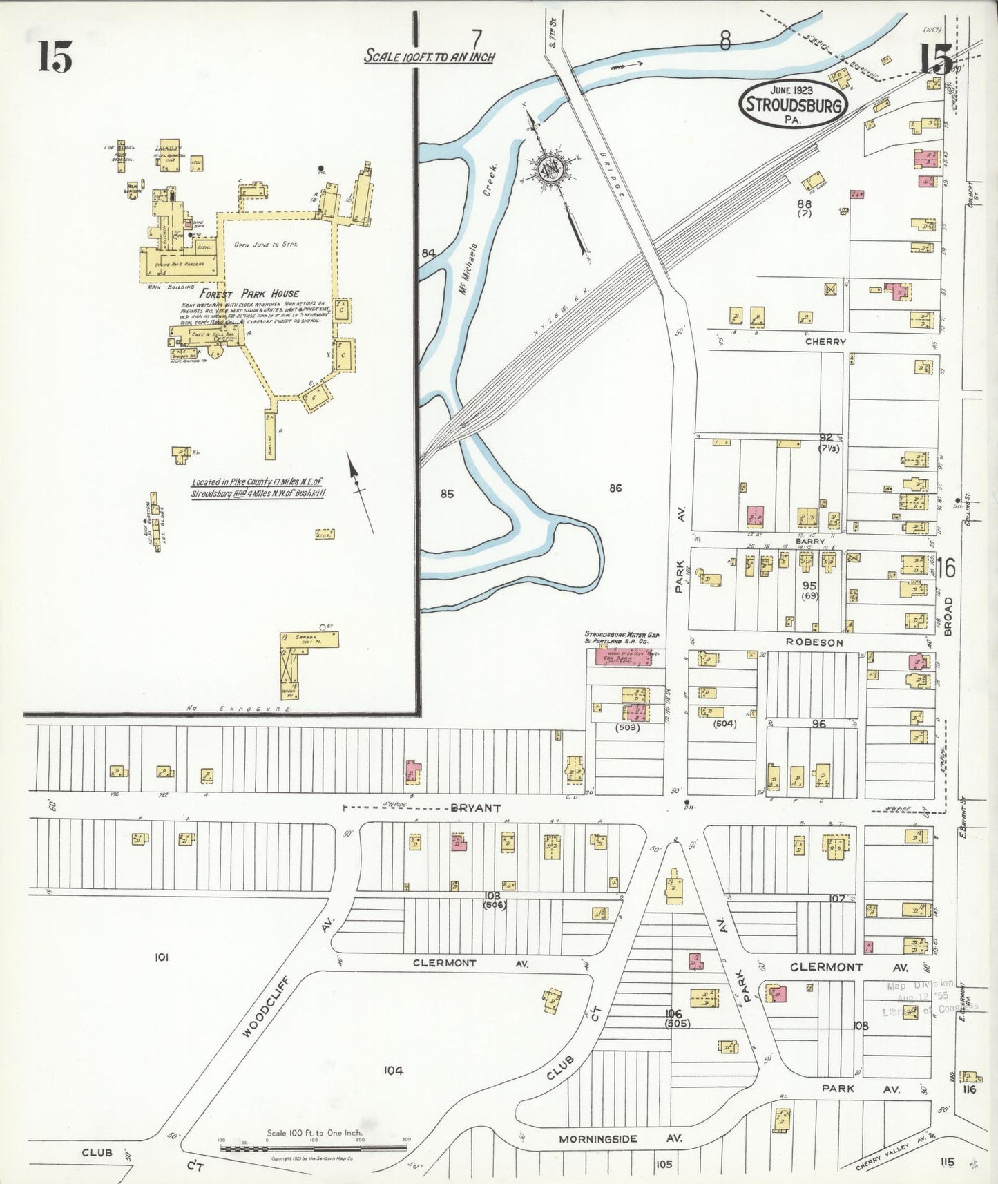 Sanborn Fire Insurance Map from Stroudsburg, Monroe County, Pennsylvania (1923), Sheet #0015 - Complete Map Set gallery image, historic Sanborn map, vintage wall art, Pennsylvania Pennsylvania