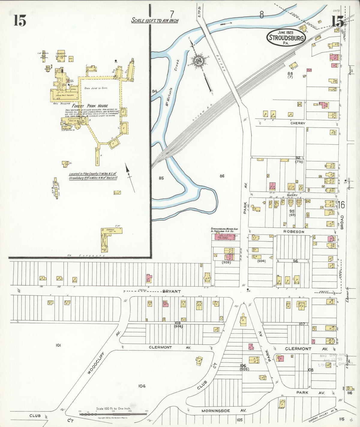 Sanborn Fire Insurance Map from Stroudsburg, Monroe County, Pennsylvania (1923), Sheet #0015 - Complete Map Set gallery image, historic Sanborn map, vintage wall art, Pennsylvania Pennsylvania