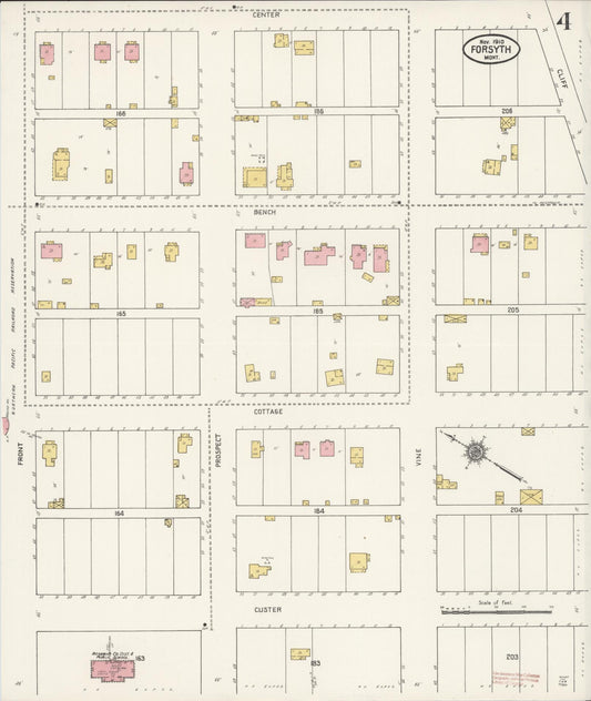Sanborn Fire Insurance Map from Forsyth, Rosebud County, Montana (1910), Sheet #0004 - Historic Sanborn Fire Insurance Map Print, vintage old map wall art, antique decor, genealogy gift, Montana Montana map