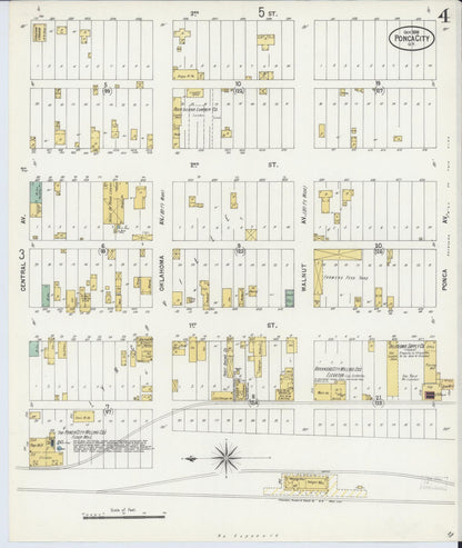 Sanborn Fire Insurance Map from Ponca City, Kay County, Oklahoma (1898), Sheet #0004 - Complete Map Set gallery image, historic Sanborn map, vintage wall art, Oklahoma Oklahoma