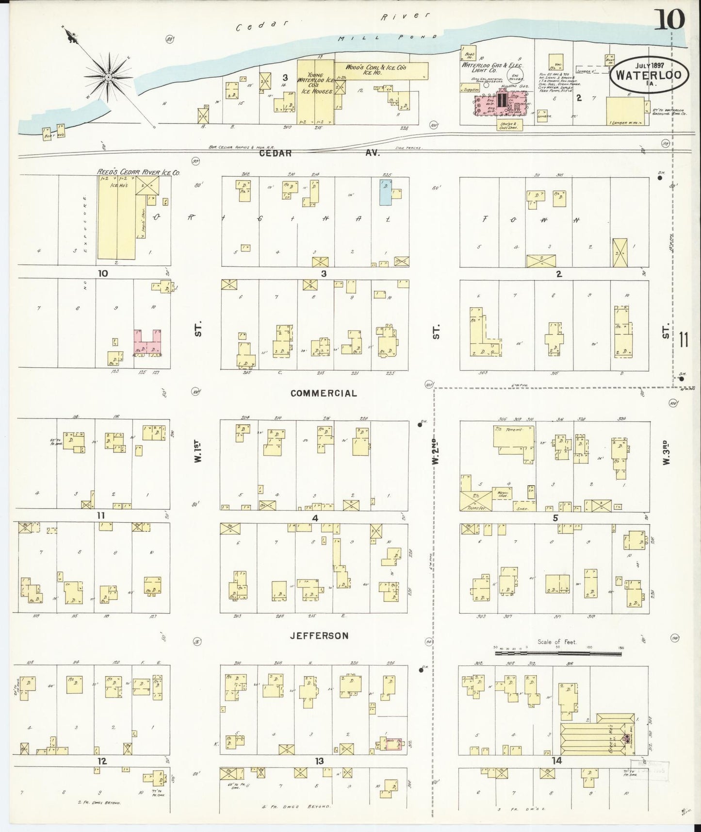 Sanborn Fire Insurance Map from Waterloo, Black Hawk County, Iowa (1897), Sheet #0010 - Historic Sanborn Fire Insurance Map Print