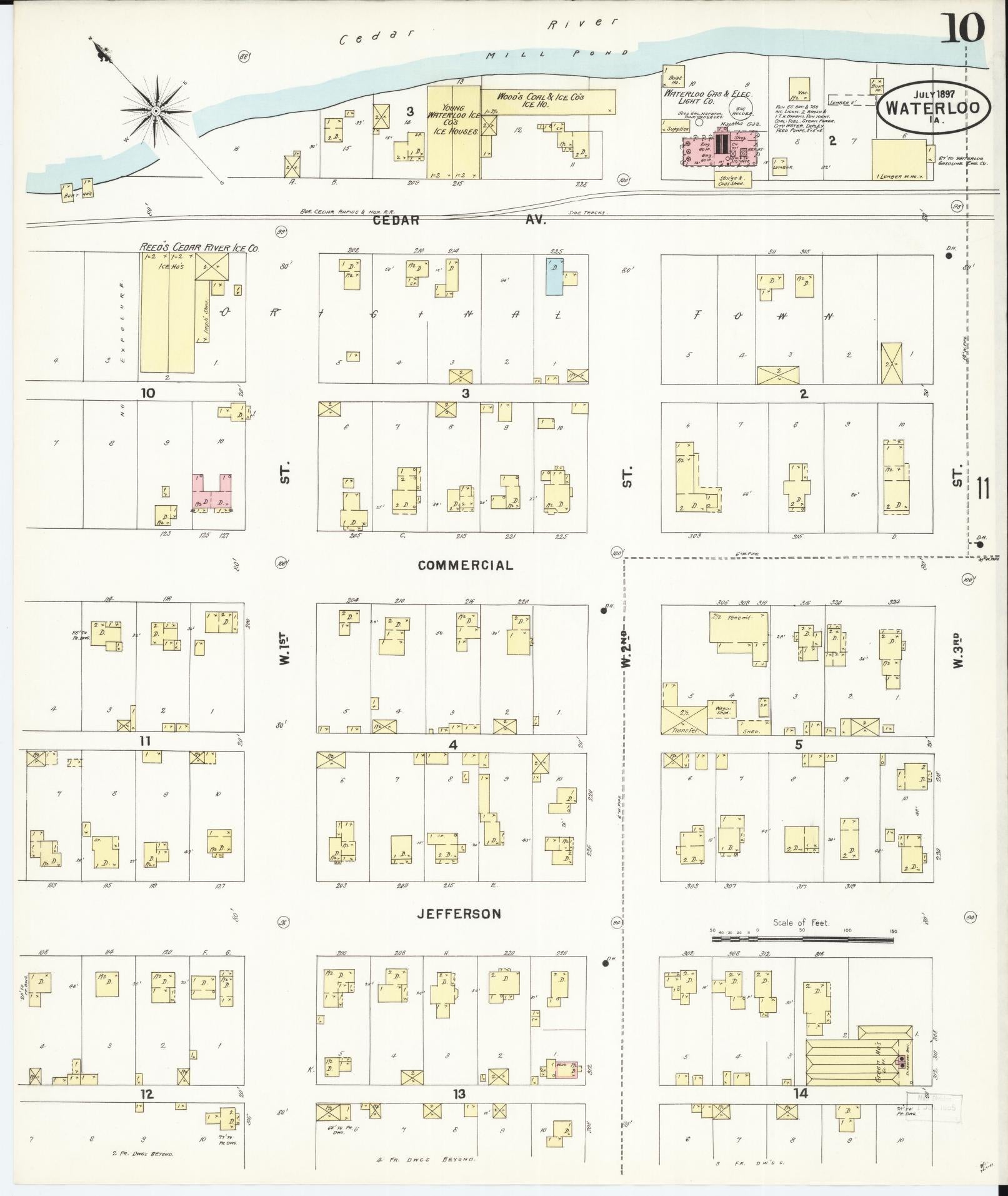 Sanborn Fire Insurance Map from Waterloo, Black Hawk County, Iowa (1897), Sheet #0010 - Historic Sanborn Fire Insurance Map Print