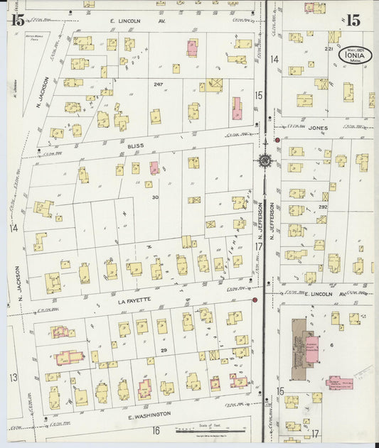 Sanborn Fire Insurance Map from Ionia, Ionia County, Michigan (1924), Sheet #0015 - Historic Sanborn Fire Insurance Map Print, vintage old map wall art, antique decor, genealogy gift, Michigan Michigan map