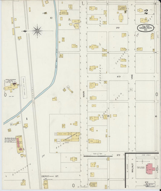 Sanborn Fire Insurance Map from Van Buren, Grant County, Indiana (1898), Sheet #0002 - Historic Sanborn Fire Insurance Map Print, vintage old map wall art, antique decor, genealogy gift, Indiana Indiana map