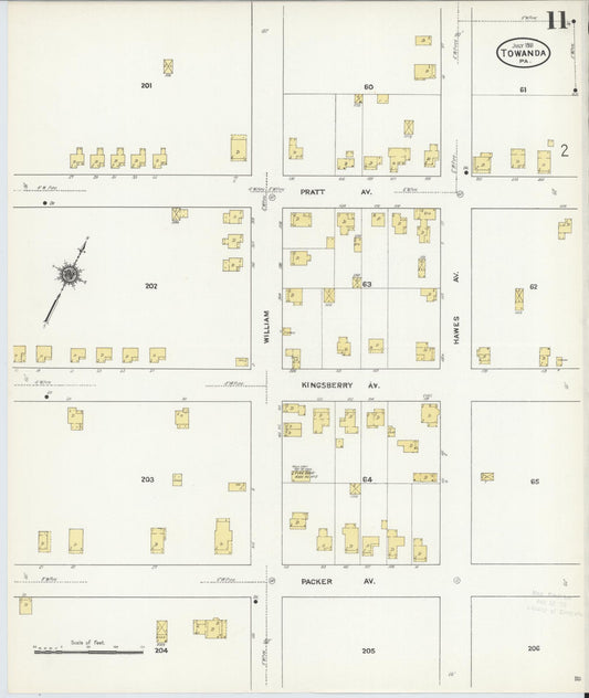 Sanborn Fire Insurance Map from Towanda, Bradford County, Pennsylvania (1911), Sheet #0011 - Historic Sanborn Fire Insurance Map Print, vintage old map wall art, antique decor, genealogy gift, Pennsylvania Pennsylvania map