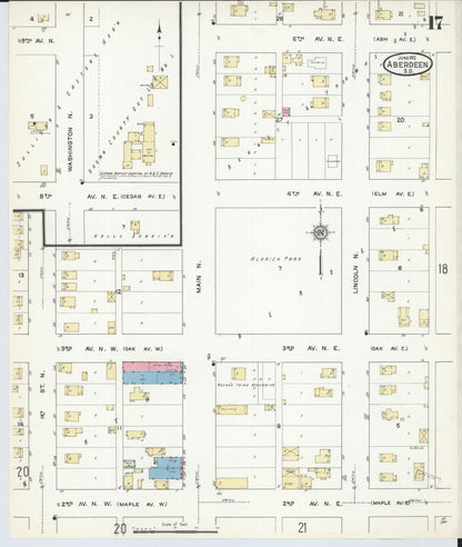 Sanborn Fire Insurance Map from Aberdeen, Brown County, South Dakota (1912), Sheet #0017 - Complete Map Set gallery image, historic Sanborn map, vintage wall art, South Dakota South Dakota
