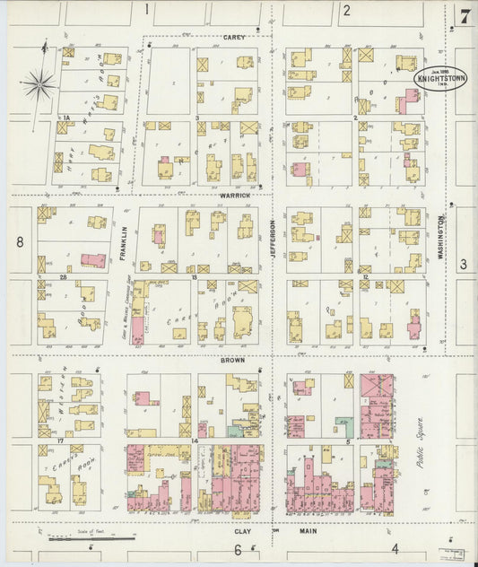Sanborn Fire Insurance Map from Knightstown, Henry County, Indiana (1898), Sheet #0007 - Historic Sanborn Fire Insurance Map Print, vintage old map wall art, antique decor, genealogy gift, Indiana Indiana map