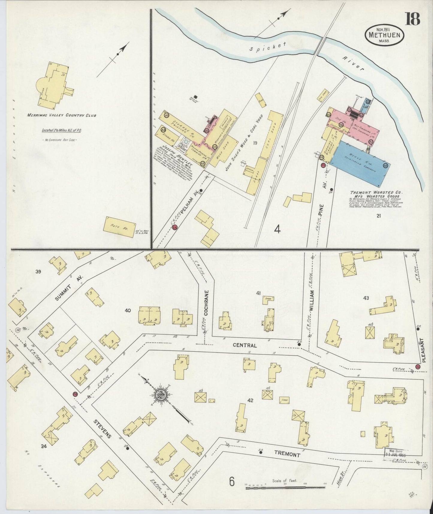 Sanborn Fire Insurance Map from Methuen, Essex County, Massachusetts (1911), Sheet #0018 - Complete Map Set gallery image, historic Sanborn map, vintage wall art, Massachusetts Massachusetts