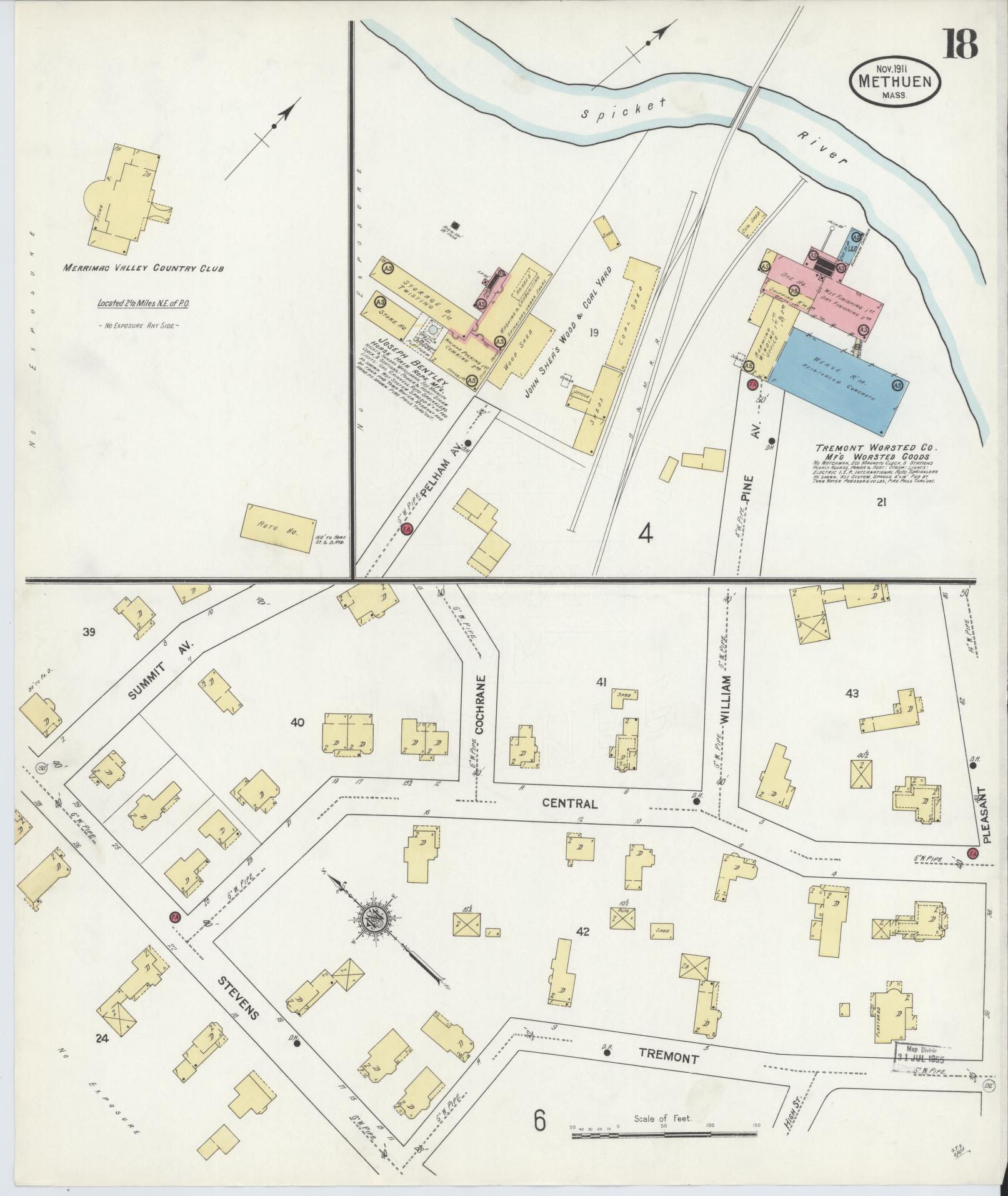Sanborn Fire Insurance Map from Methuen, Essex County, Massachusetts (1911), Sheet #0018 - Complete Map Set gallery image, historic Sanborn map, vintage wall art, Massachusetts Massachusetts