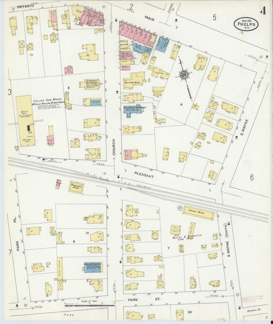 Sanborn Fire Insurance Map from Phelps, Ontario County, New York (1911), Sheet #0004 - Historic Sanborn Fire Insurance Map Print, vintage old map wall art, antique decor, genealogy gift, New York New York map