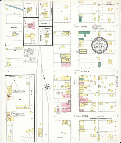 Sanborn Fire Insurance Map from Shelby, Shelby County, Iowa (1909), Sheet #0001 - Historic Sanborn Fire Insurance Map Print, vintage old map wall art