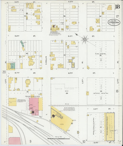 Sanborn Fire Insurance Map from Corsicana, Navarro County, Texas (1905), Sheet #0018 - Complete Map Set gallery image, historic Sanborn map, vintage wall art, Texas Texas