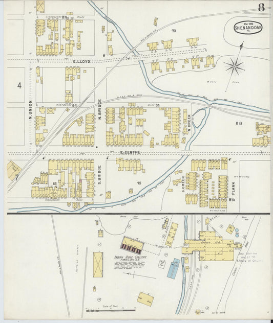 Sanborn Fire Insurance Map from Shenandoah, Schuylkill County, Pennsylvania (1896), Sheet #0008 - Historic Sanborn Fire Insurance Map Print, vintage old map wall art, antique decor, genealogy gift, Pennsylvania Pennsylvania map
