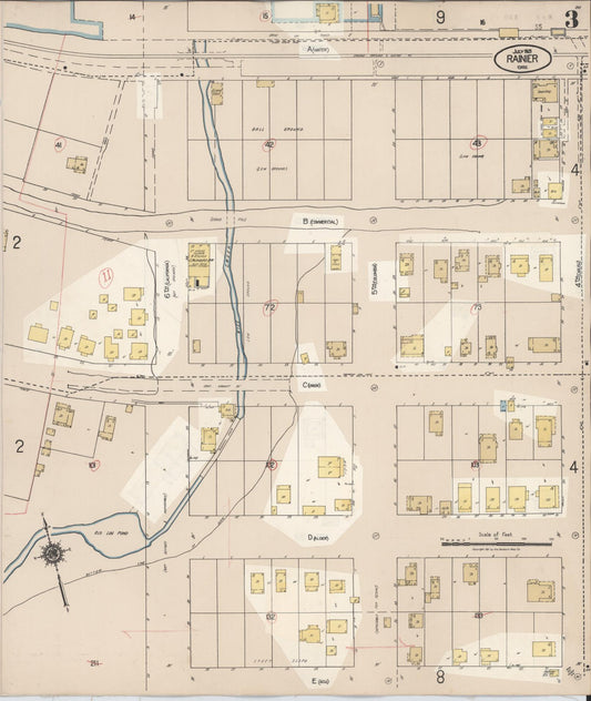 Sanborn Fire Insurance Map from Rainier, Columbia County, Oregon (1931), Sheet #0003 - Historic Sanborn Fire Insurance Map Print, vintage old map wall art, antique decor, genealogy gift, Oregon Oregon map