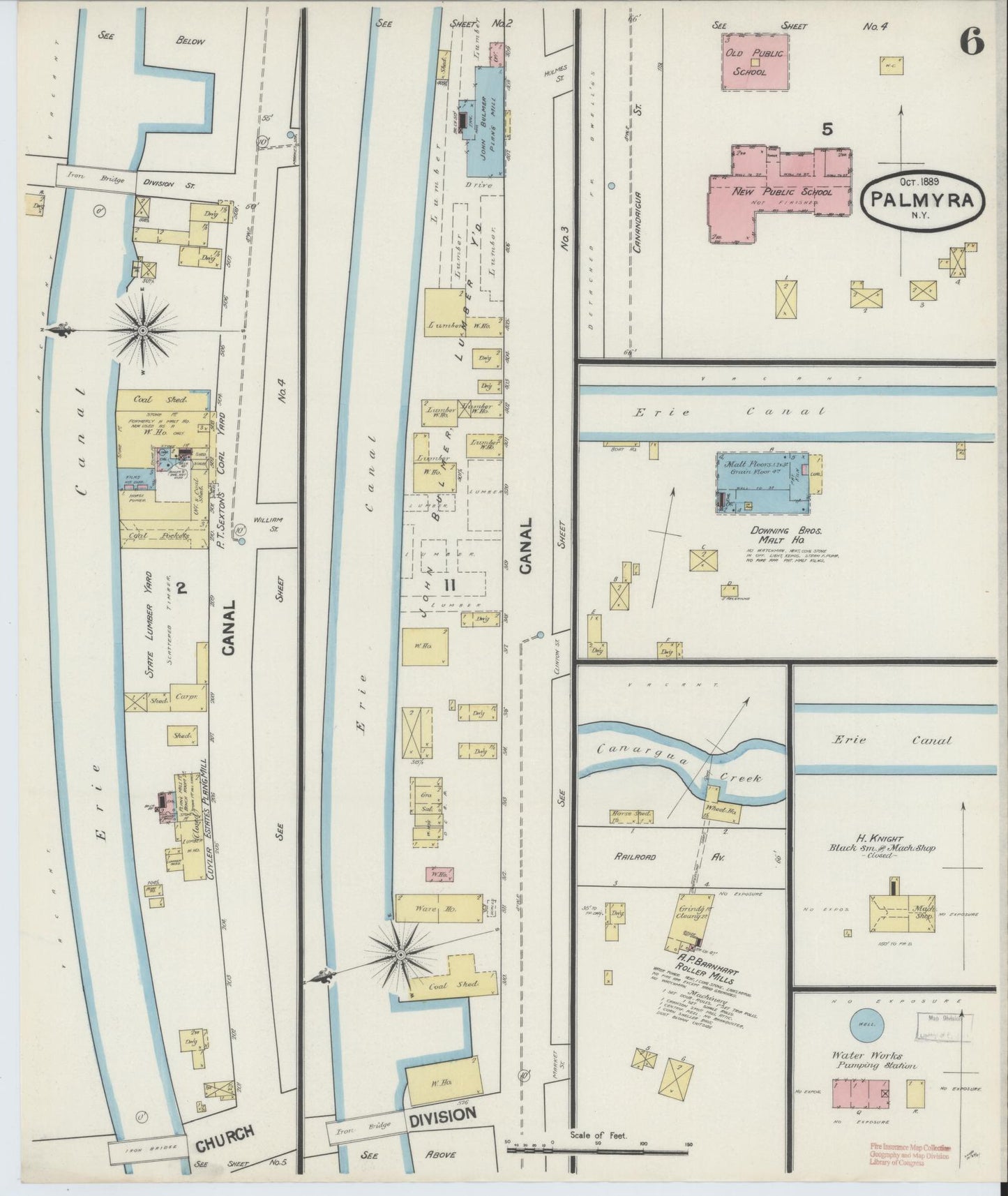 Sanborn Fire Insurance Map from Palmyra, Wayne County, New York (1889), Sheet #0006 - Complete Map Set gallery image, historic Sanborn map, vintage wall art, New York New York