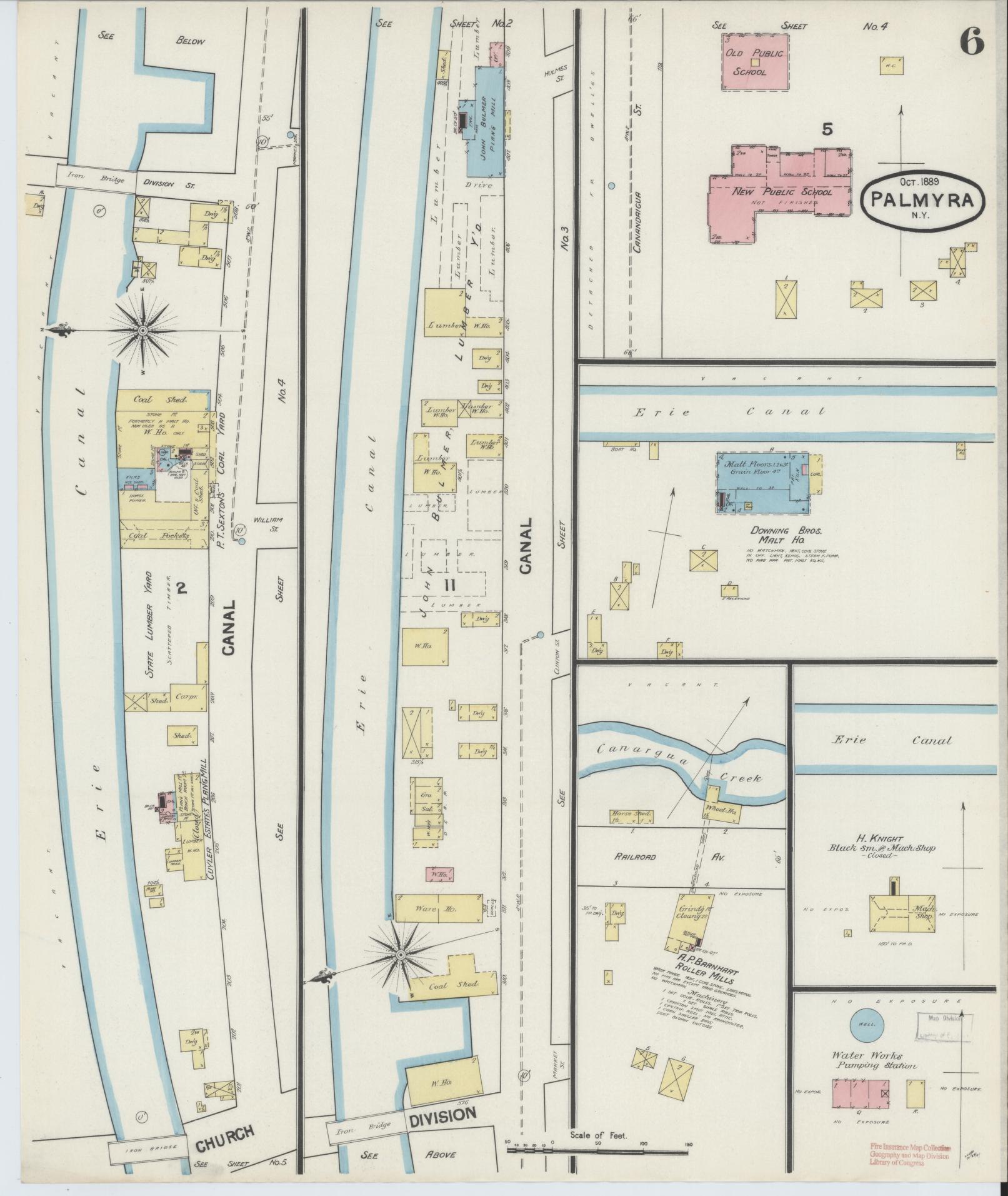 Sanborn Fire Insurance Map from Palmyra, Wayne County, New York (1889), Sheet #0006 - Complete Map Set gallery image, historic Sanborn map, vintage wall art, New York New York