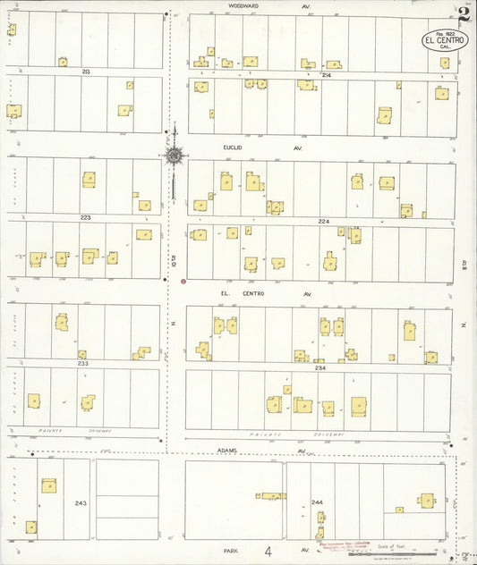 Sanborn Fire Insurance Map from El Centro, Imperial County, California (1922), Sheet #0002 - Historic Sanborn Fire Insurance Map Print, vintage old map wall art, antique decor, genealogy gift, California California map