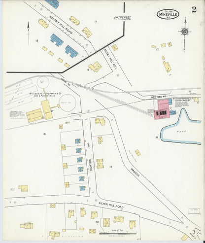 Sanborn Fire Insurance Map from Mineville, Essex County, New York (1916), Sheet #0002 - Historic Sanborn Fire Insurance Map Print, vintage old map wall art, antique decor, genealogy gift, New York New York map