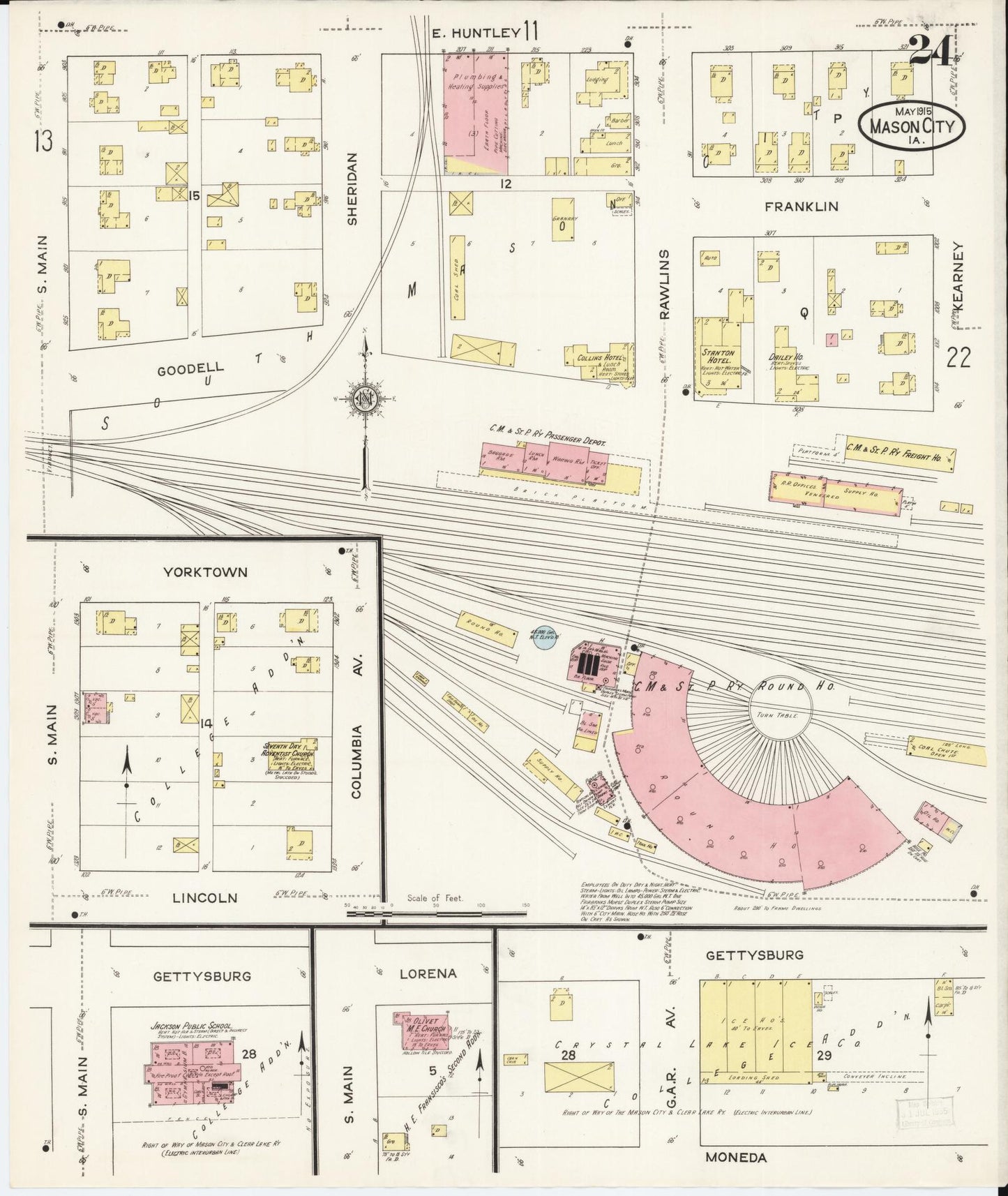 Sanborn Fire Insurance Map from Mason City, Cerro Gordo County, Iowa (1915), Sheet #0024 - Historic Sanborn Fire Insurance Map Print