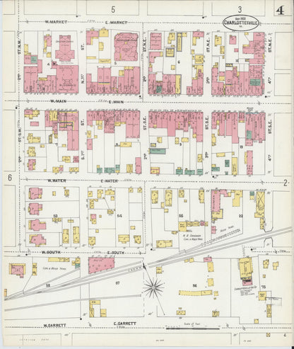 Sanborn Fire Insurance Map from Charlottesville, Independent Cities, Virginia (1902), Sheet #0004 - Complete Map Set gallery image, historic Sanborn map, vintage wall art, Virginia Virginia