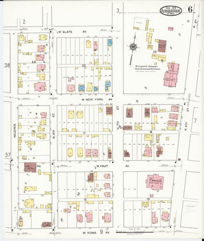 Sanborn Fire Insurance Map from Albuquerque, Bernalillo County, New Mexico (1919), Sheet #0006 - Complete Map Set gallery image, historic Sanborn map, vintage wall art, New Mexico New Mexico