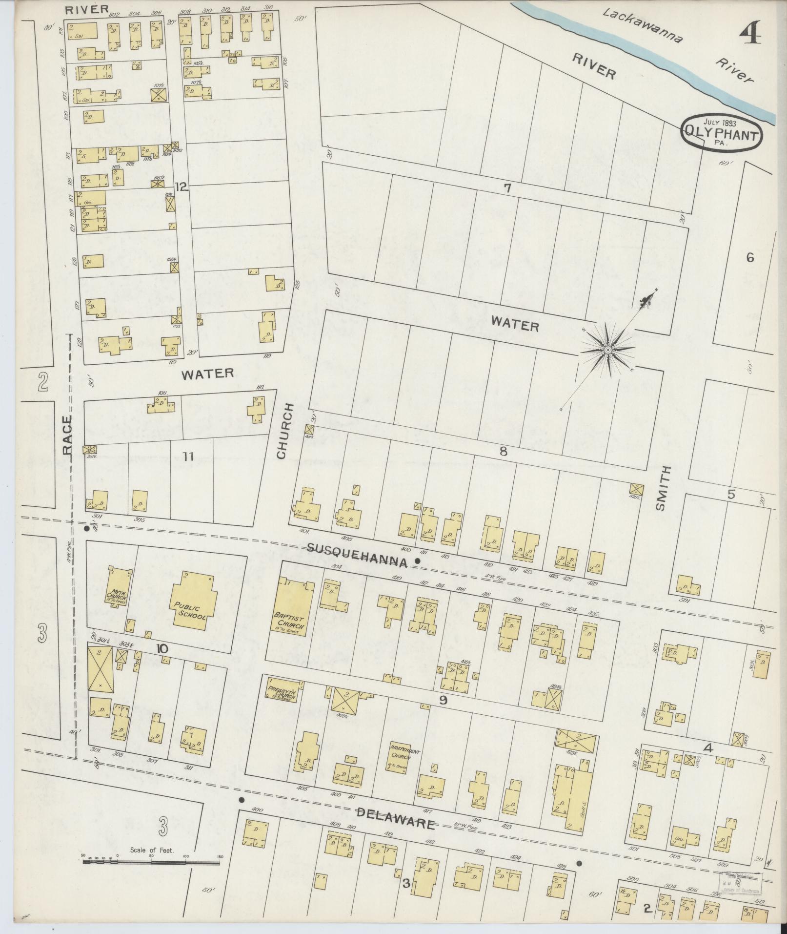 Sanborn Fire Insurance Map from Olyphant, Lackawanna County, Pennsylvania (1893), Sheet #0004 - Complete Map Set gallery image, historic Sanborn map, vintage wall art, Pennsylvania Pennsylvania