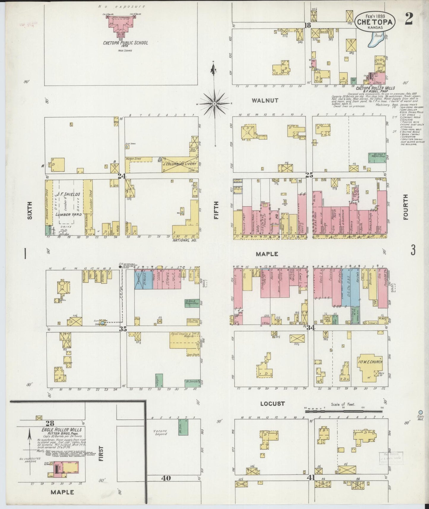 Sanborn Fire Insurance Map from Chetopa, Labette County, Kansas (1899), Sheet #0002 - Historic Sanborn Fire Insurance Map Print, vintage old map wall art, antique decor, genealogy gift, Kansas Kansas map