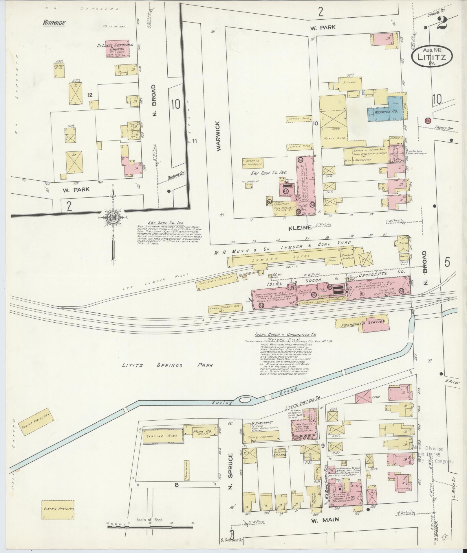 Sanborn Fire Insurance Map from Lititz, Lancaster County, Pennsylvania (1912), Sheet #0002 - Complete Map Set gallery image, historic Sanborn map, vintage wall art, Pennsylvania Pennsylvania