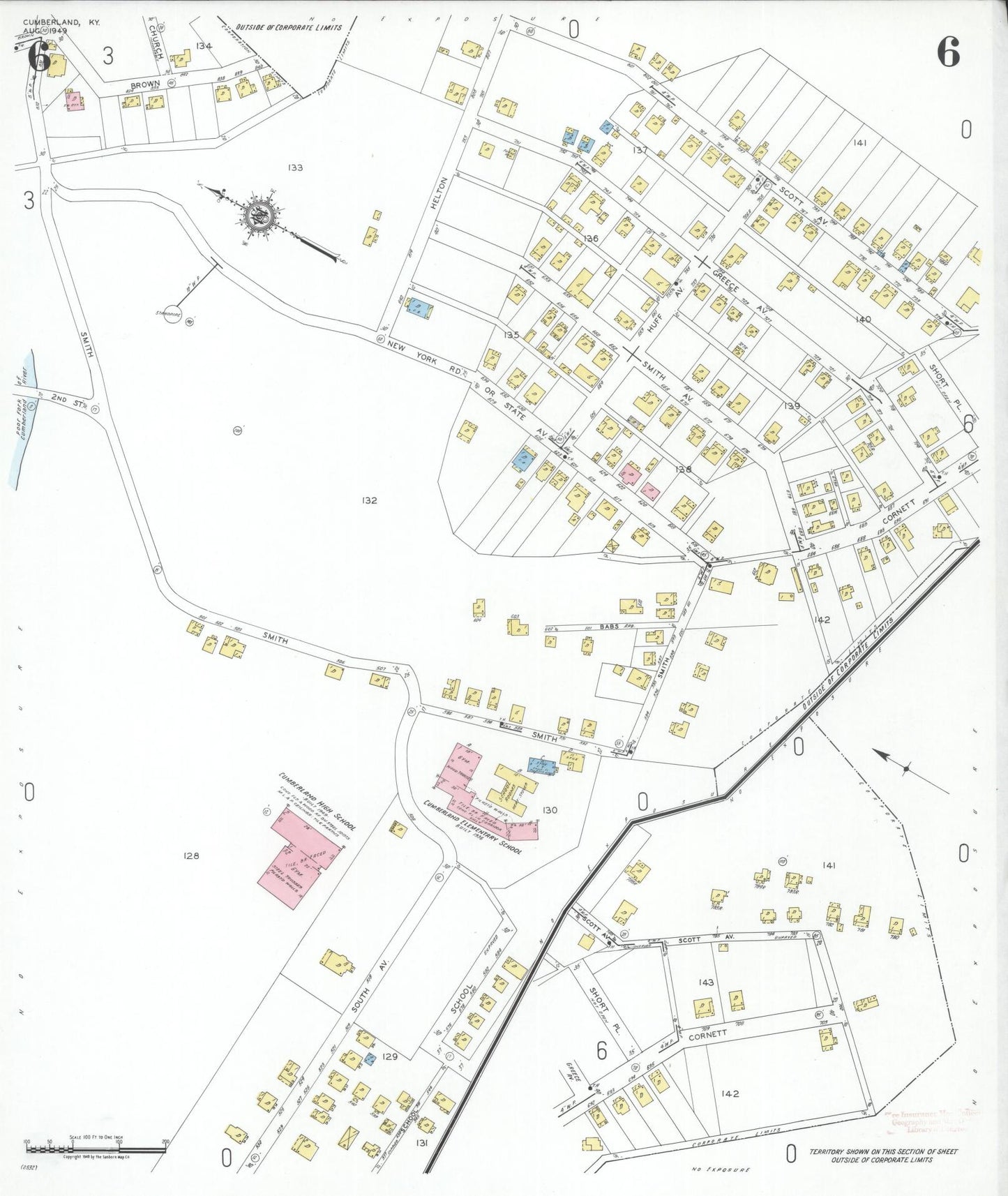 Sanborn Fire Insurance Map from Cumberland, Harlan County, Kentucky (1949), Sheet #0006 - Complete Map Set gallery image, historic Sanborn map, vintage wall art, Kentucky Kentucky