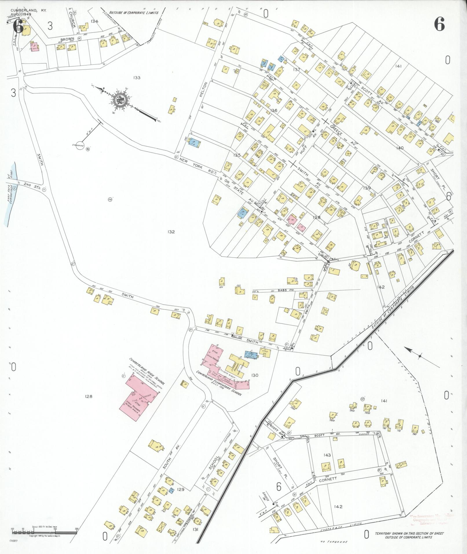 Sanborn Fire Insurance Map from Cumberland, Harlan County, Kentucky (1949), Sheet #0006 - Complete Map Set gallery image, historic Sanborn map, vintage wall art, Kentucky Kentucky