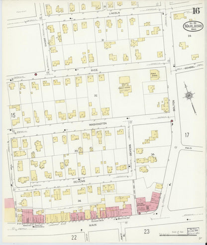 Sanborn Fire Insurance Map from Marlborough, Middlesex County, Massachusetts (1912), Sheet #0016 - Complete Map Set gallery image, historic Sanborn map, vintage wall art, Massachusetts Massachusetts