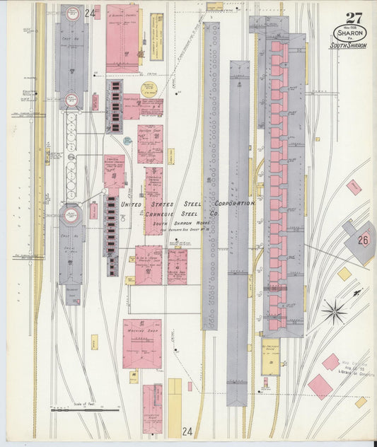 Sanborn Fire Insurance Map from Sharon, Mercer County, Pennsylvania. (1908), Sheet 27 – Historic Sanborn Fire Insurance Map Print