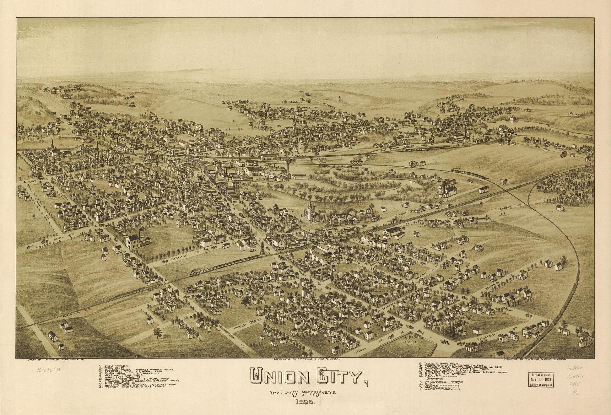 Union City, Erie County, Pennsylvania 1895. (1895) – Historic Bird’s-Eye View Panorama Print