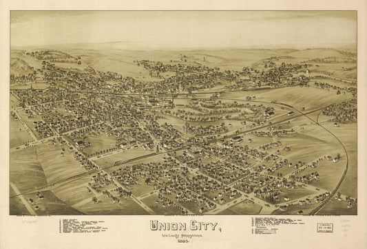 Union City, Erie County, Pennsylvania 1895. (1895) – Historic Bird’s-Eye View Panorama Print