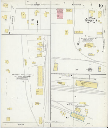 Sanborn Fire Insurance Map from Marshall, Harrison County, Texas (1915), Sheet #0019 - Historic Sanborn Fire Insurance Map Print, vintage old map wall art, antique decor, genealogy gift, Texas Texas map