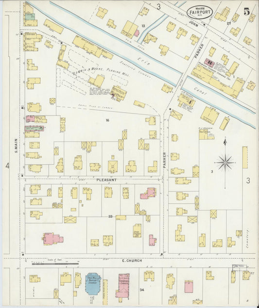 Sanborn Fire Insurance Map from Fairport, Monroe County, New York (1898), Sheet #0005 - Historic Sanborn Fire Insurance Map Print, vintage old map wall art, antique decor, genealogy gift, New York New York map