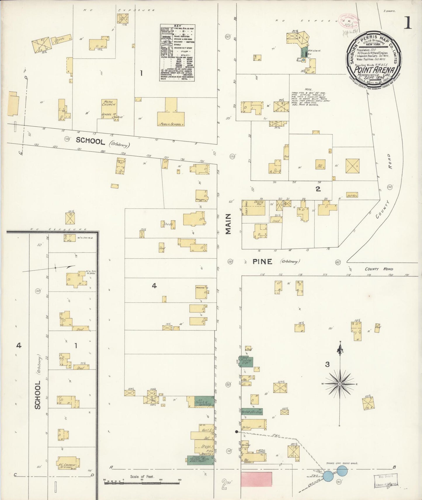Sanborn Fire Insurance Map from Point Arena, Mendocino County, California. (1894) – Historic Sanborn Fire Insurance Map Print